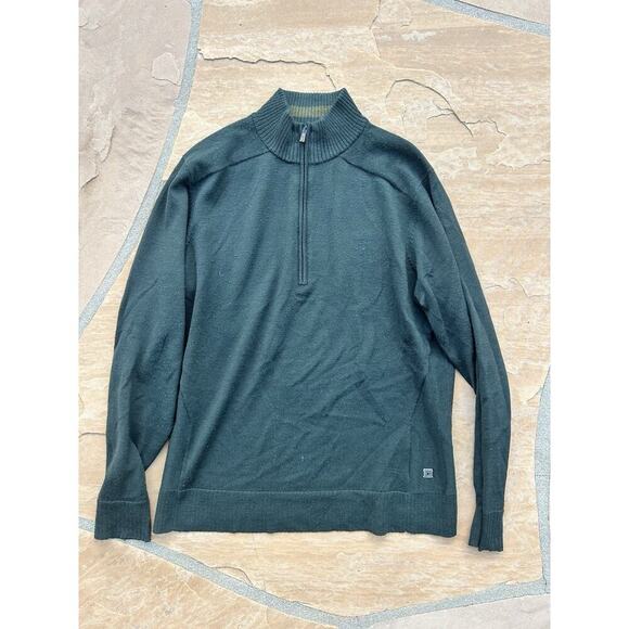 Smartwool Sweater Mens Large Green Sparwood Quarter Zip Pullover Merino Wool - Picture 1 of 5